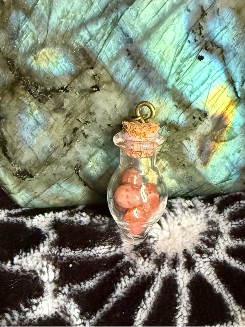 Red Agate Mini Glass Potion Bottle Pendant